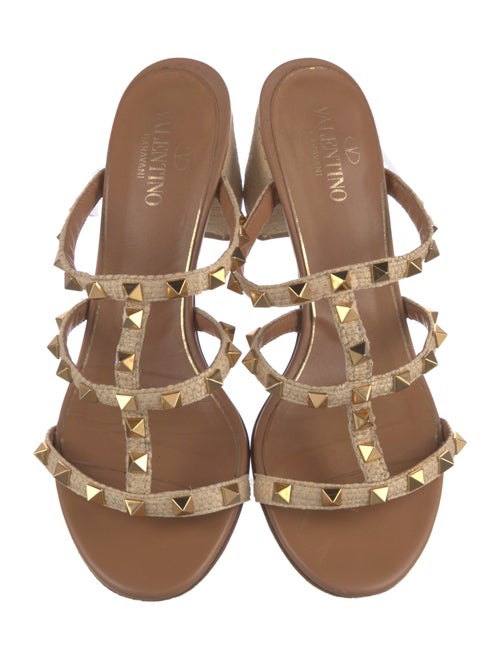 Valentino Rockstud Accents Raffia Gladiator Sandals