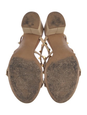 Valentino Rockstud Accents Raffia Gladiator Sandals