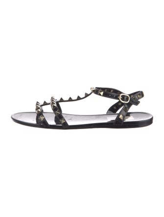 Valentino Rockstud Accents Rubber Slingback Sandals