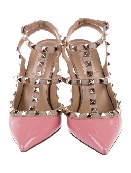 Valentino Rockstud Accents Patent Leather T-Strap Pumps