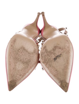 Valentino Rockstud Accents Patent Leather T-Strap Pumps