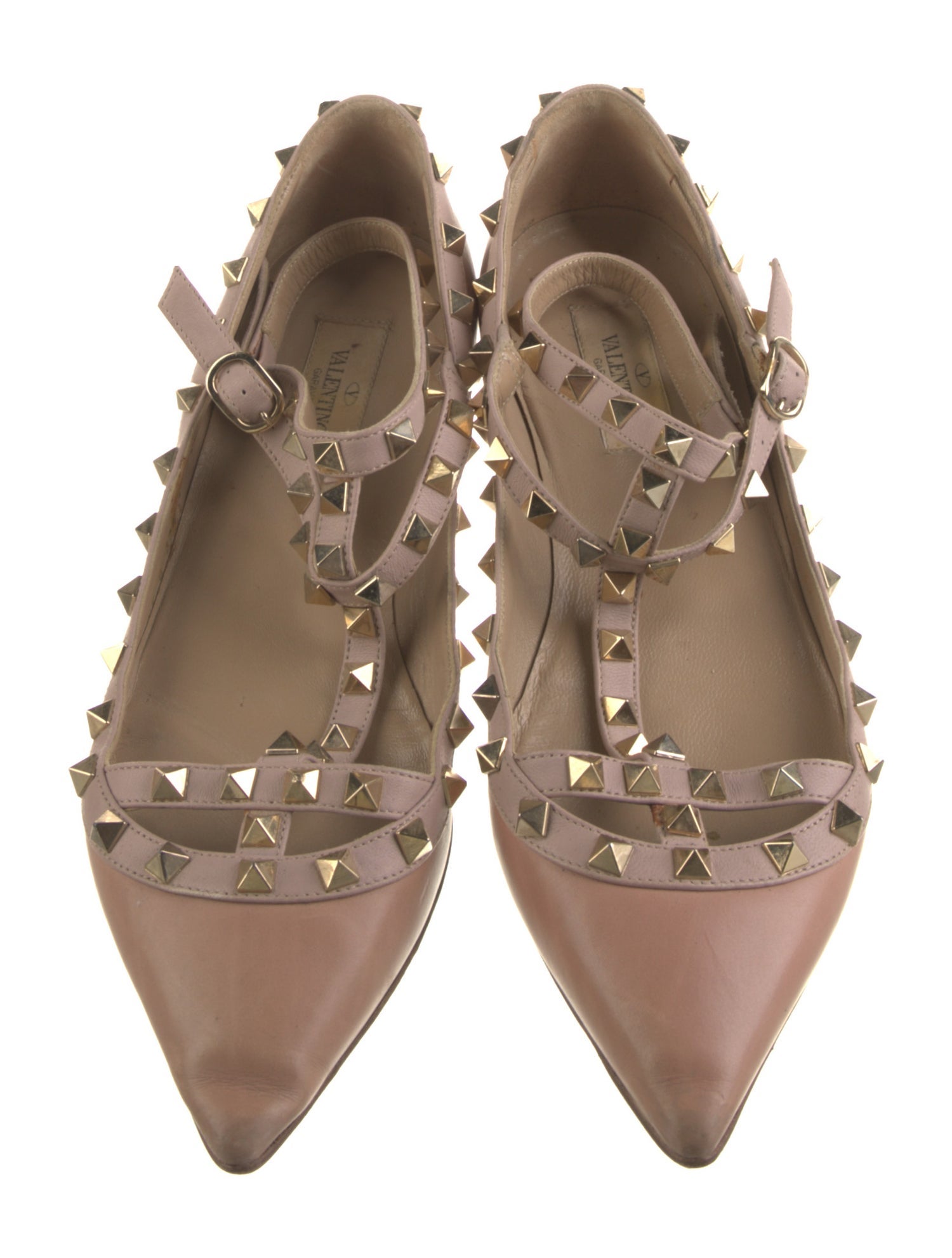 Valentino Rockstud Accents Leather Ballet Flats