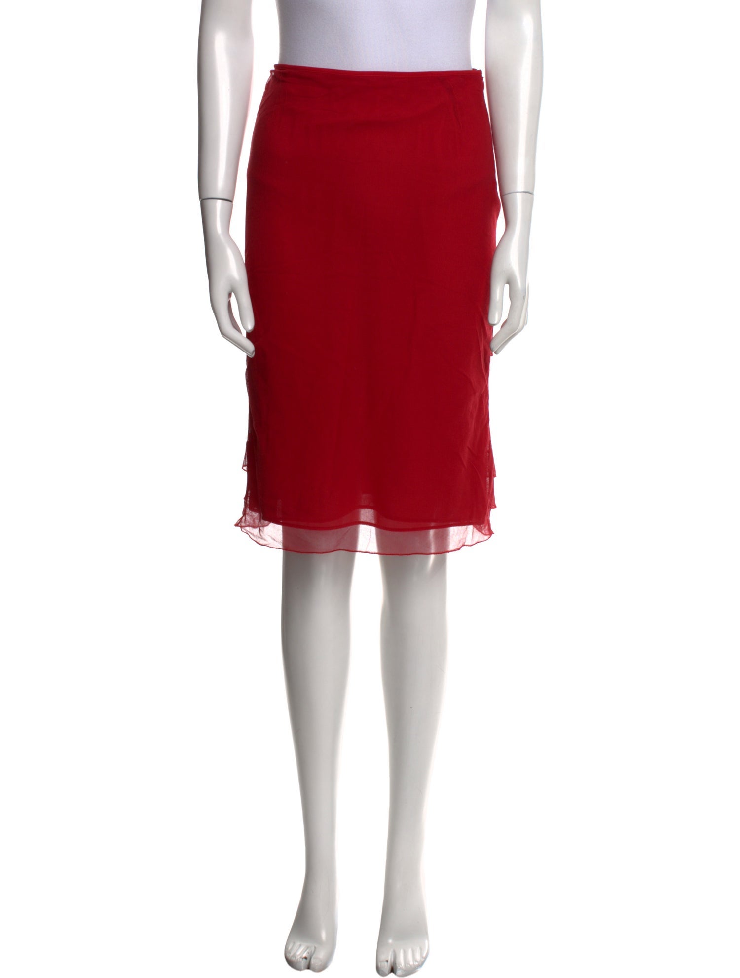Valentino Mesh Accents Knee-Length Skirt