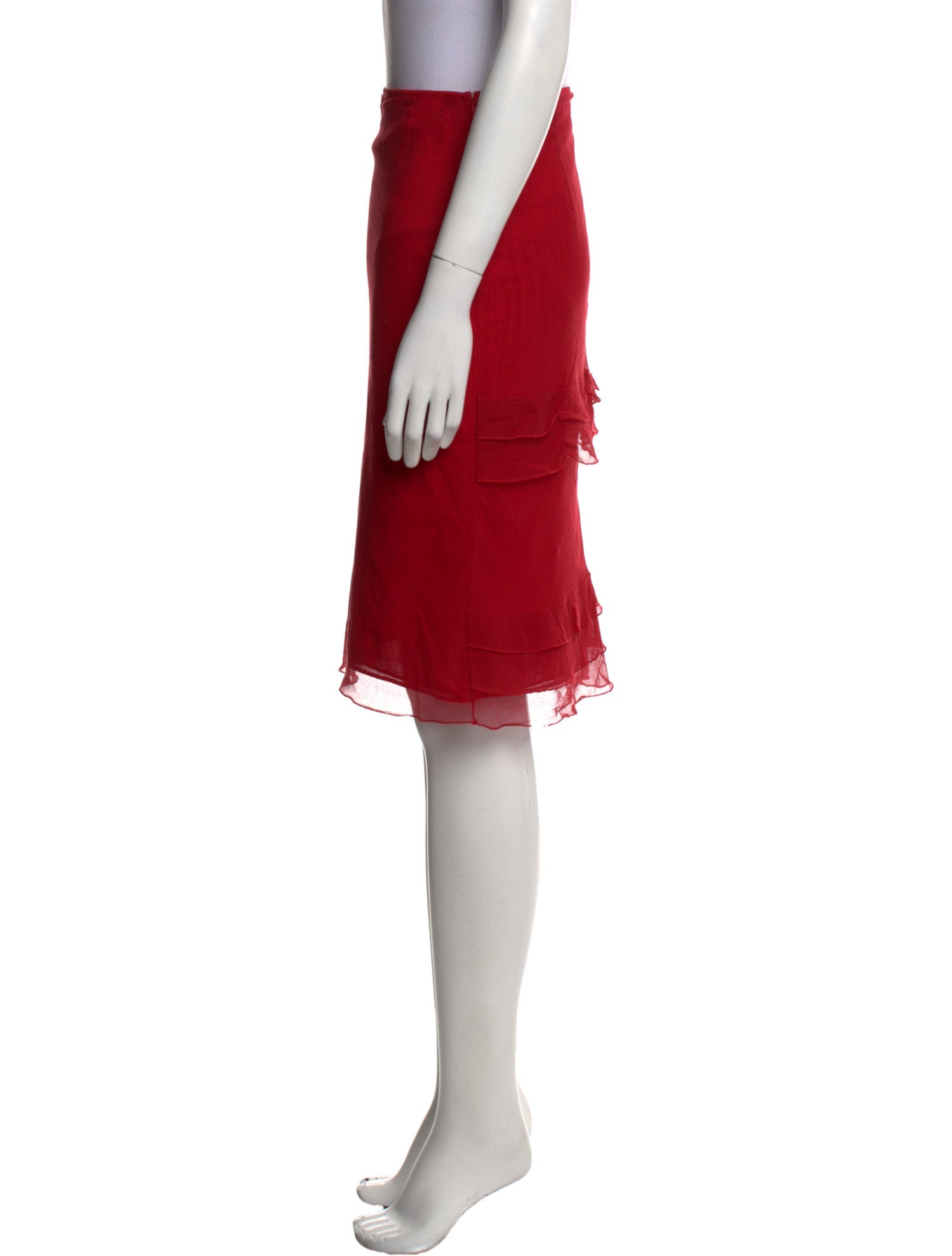 Valentino Mesh Accents Knee-Length Skirt
