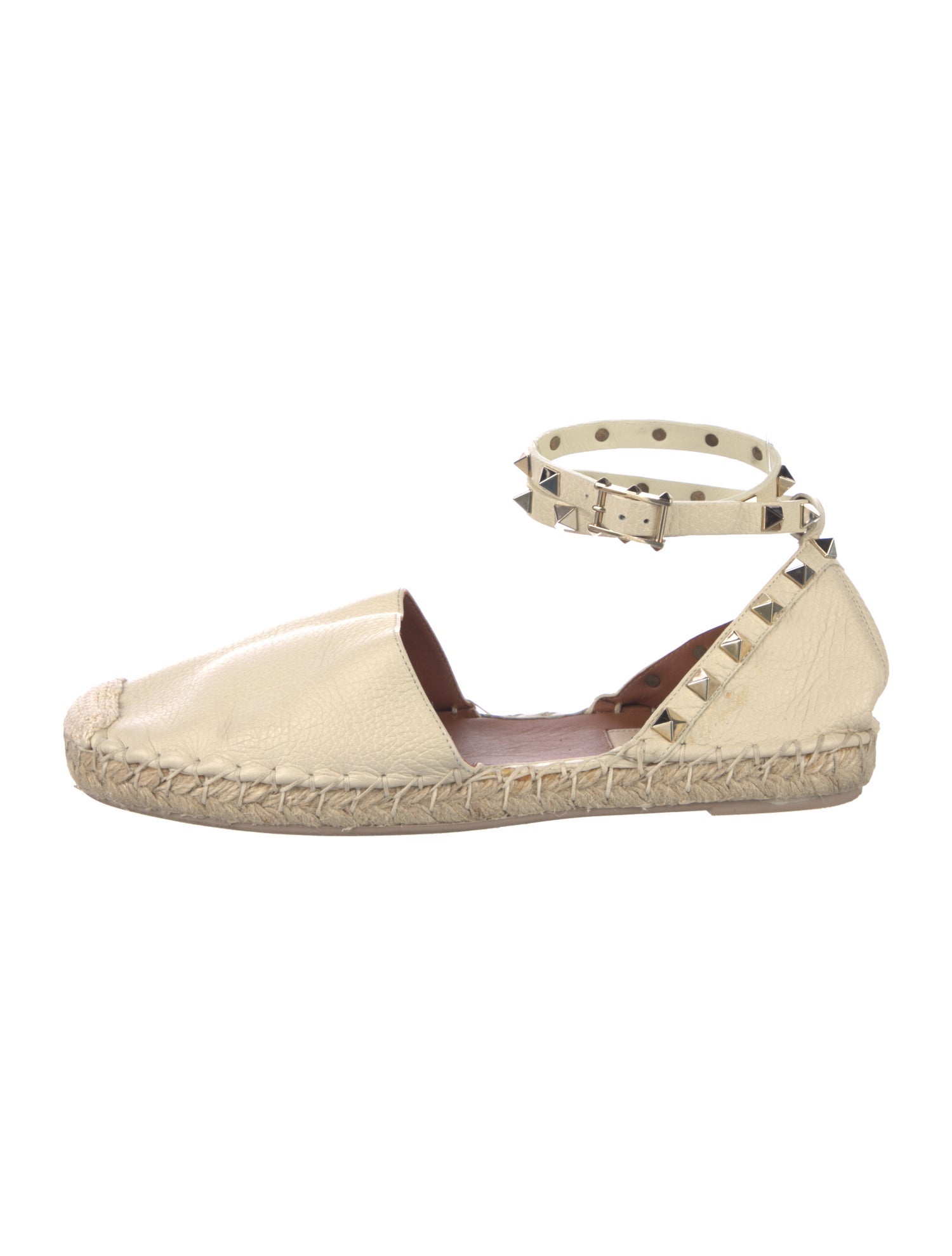 Valentino Rockstud Accents Leather Espadrilles