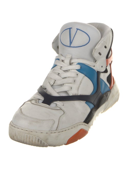 Valentino Leather Colorblock Pattern Sneakers