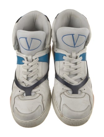 Valentino Leather Colorblock Pattern Sneakers