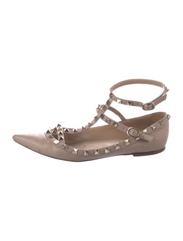 Valentino Flats Rockstud Accents Patent Leather Ballet IT 38 | 8