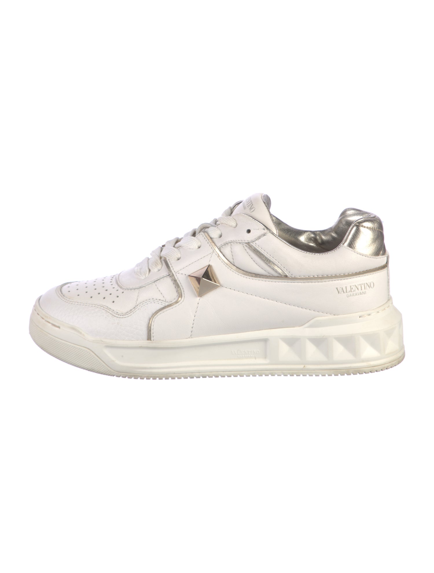 Valentino Rockstud Accents Leather Sneakers