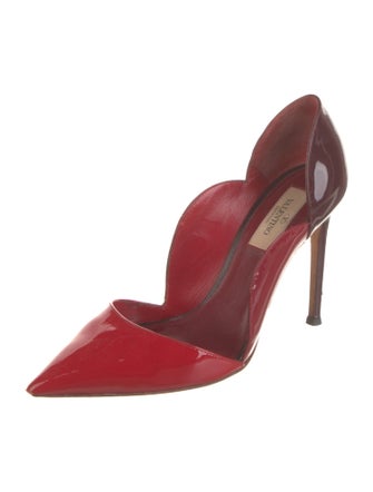 Valentino Patent Leather Scalloped Accent D'Orsay Pumps