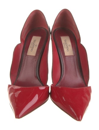 Valentino Patent Leather Scalloped Accent D'Orsay Pumps