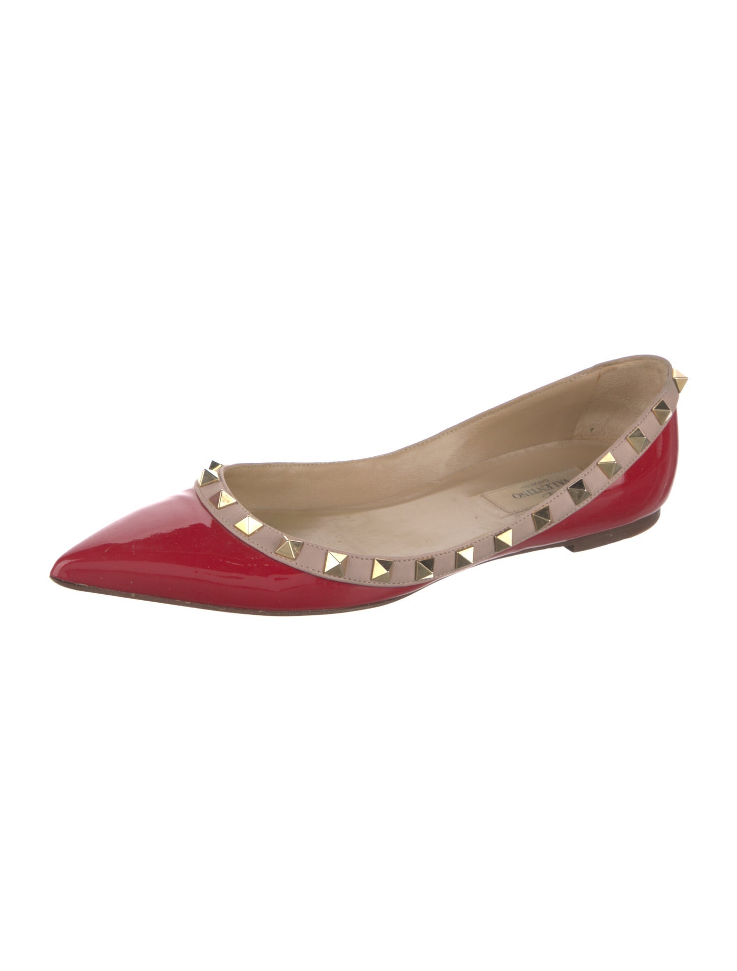 Valentino Rockstud Accents Patent Leather Flats