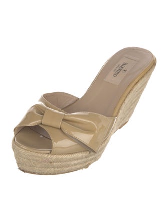 Valentino Patent Leather Bow Accents Espadrilles
