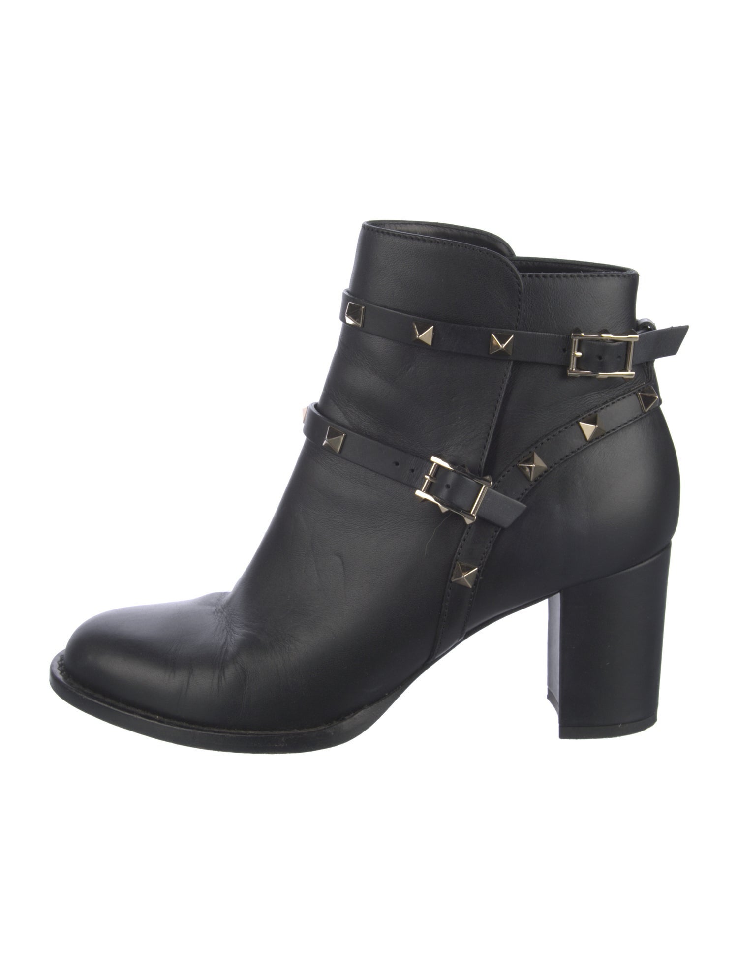 Valentino Rockstud Accents Leather Moto Boots