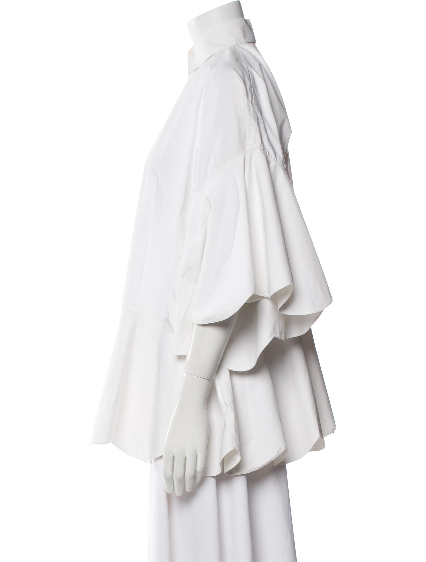 Valentino Three-Quarter Sleeve Button-Up Top