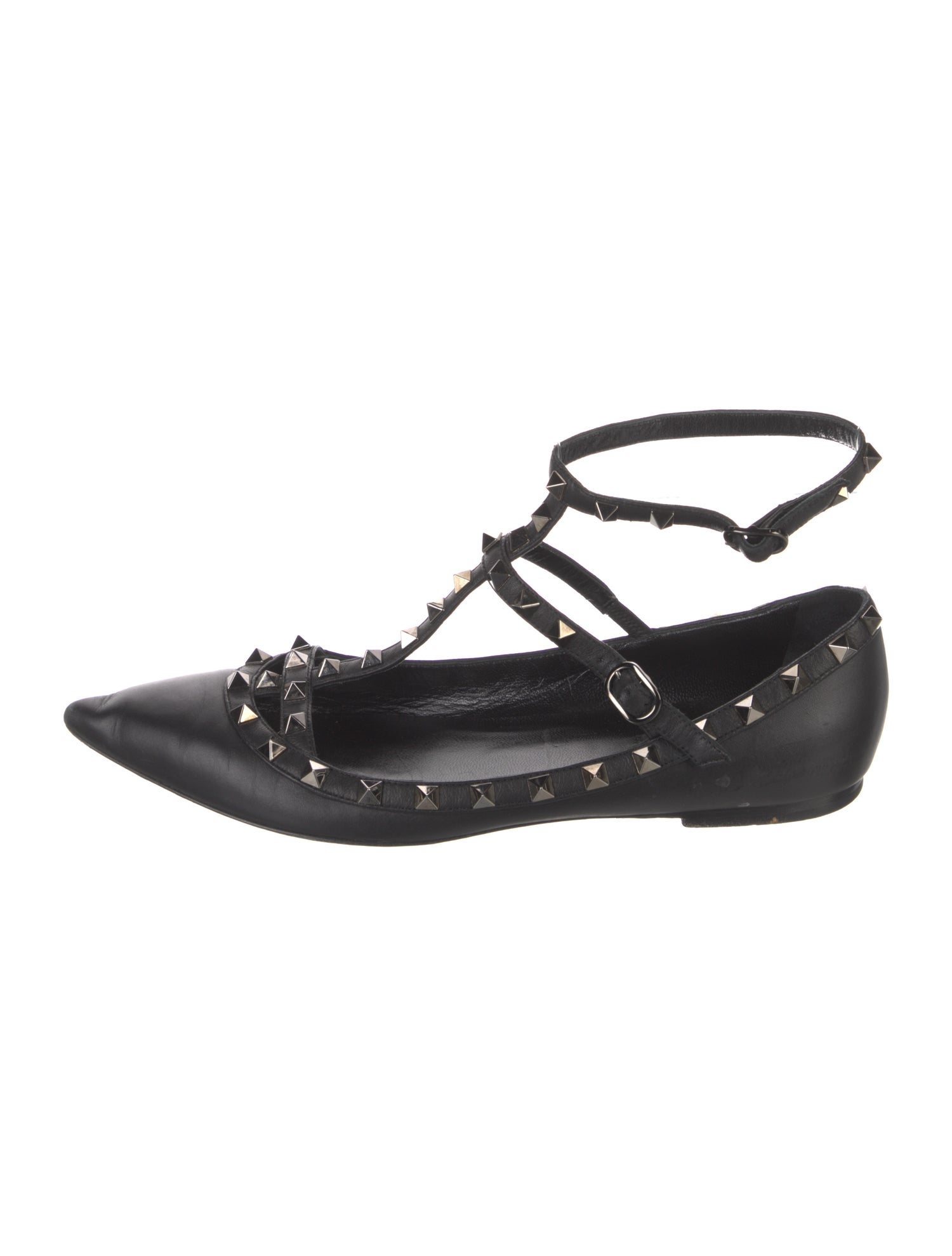 Valentino Rockstud Accents Leather Ballet Flats