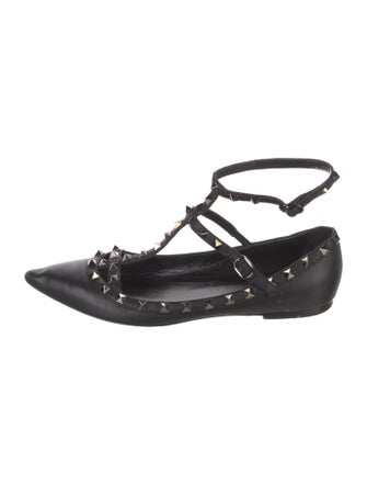 Valentino Rockstud Accents Leather Ballet Flats