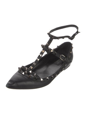 Valentino Rockstud Accents Leather Ballet Flats