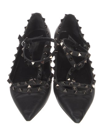 Valentino Rockstud Accents Leather Ballet Flats