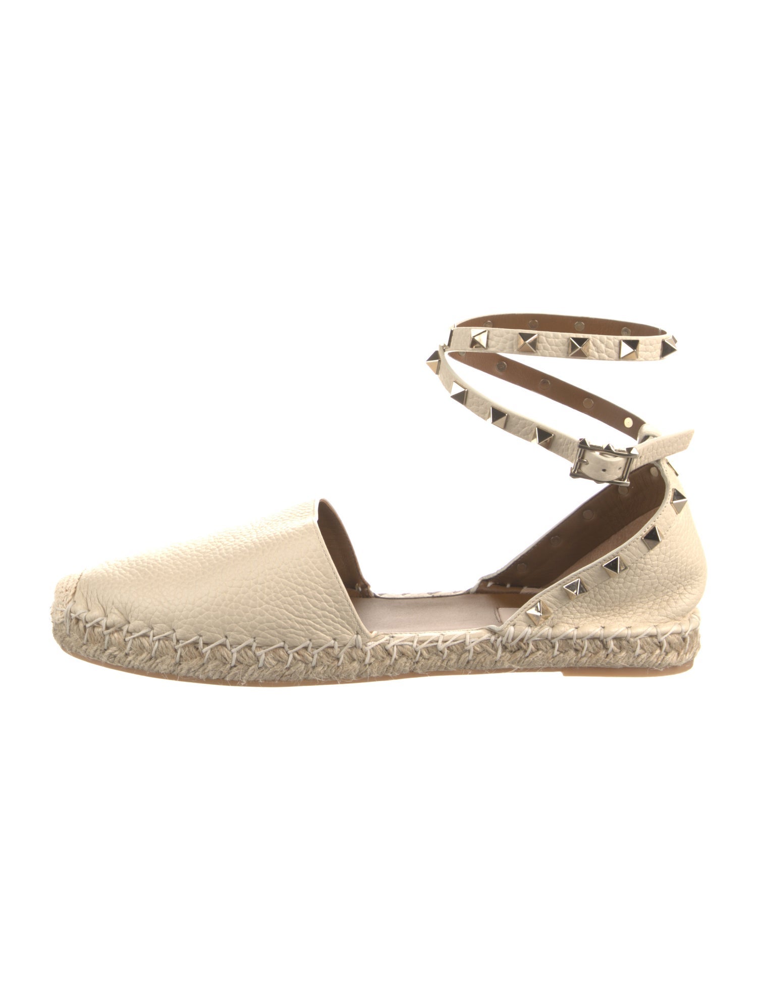 Valentino Rockstud Accents Leather Espadrilles