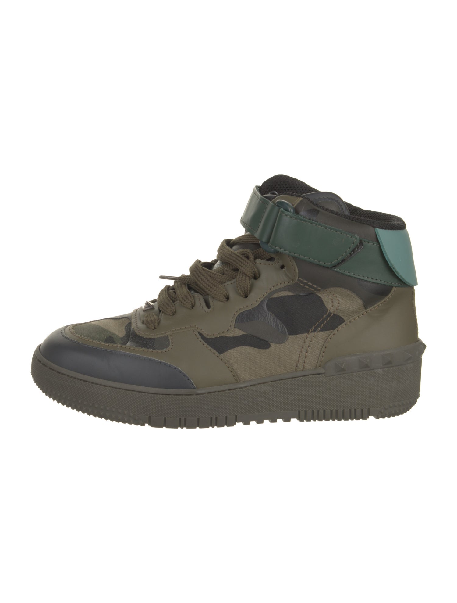 Valentino Rockstud Accents Leather Sneakers