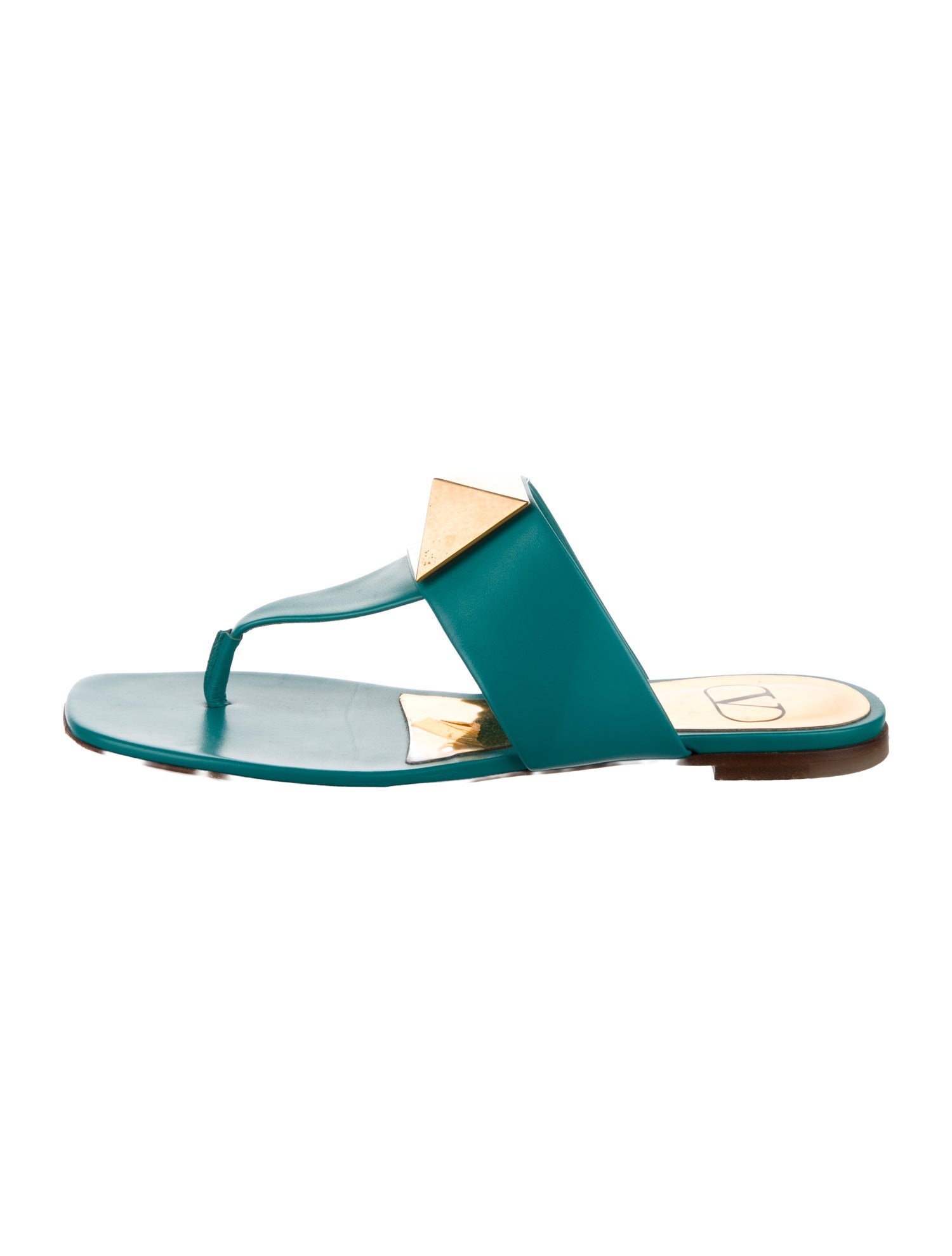 Valentino Leather Studded Accents Slides