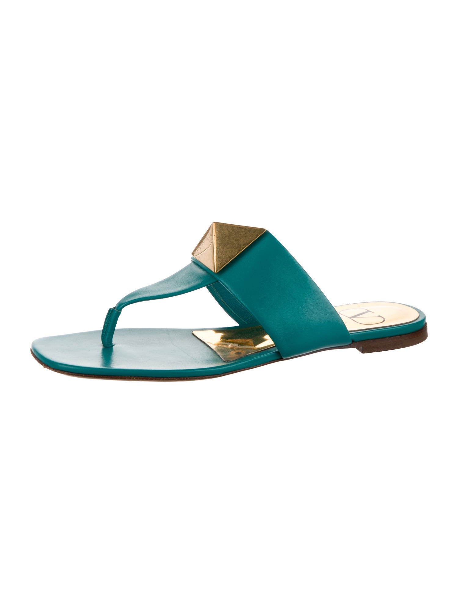 Valentino Leather Studded Accents Slides