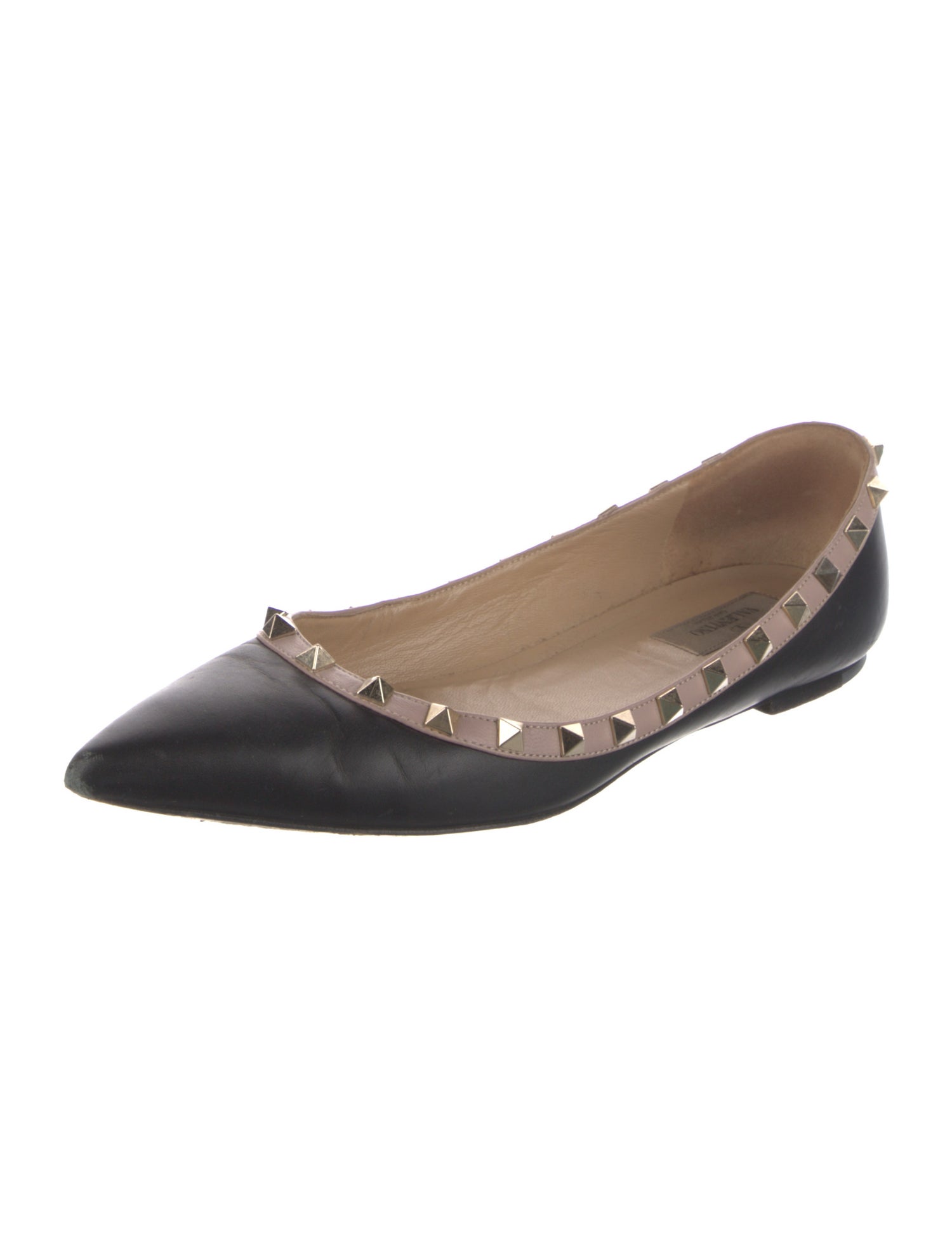 Valentino Rockstud Accents Leather Ballet Flats