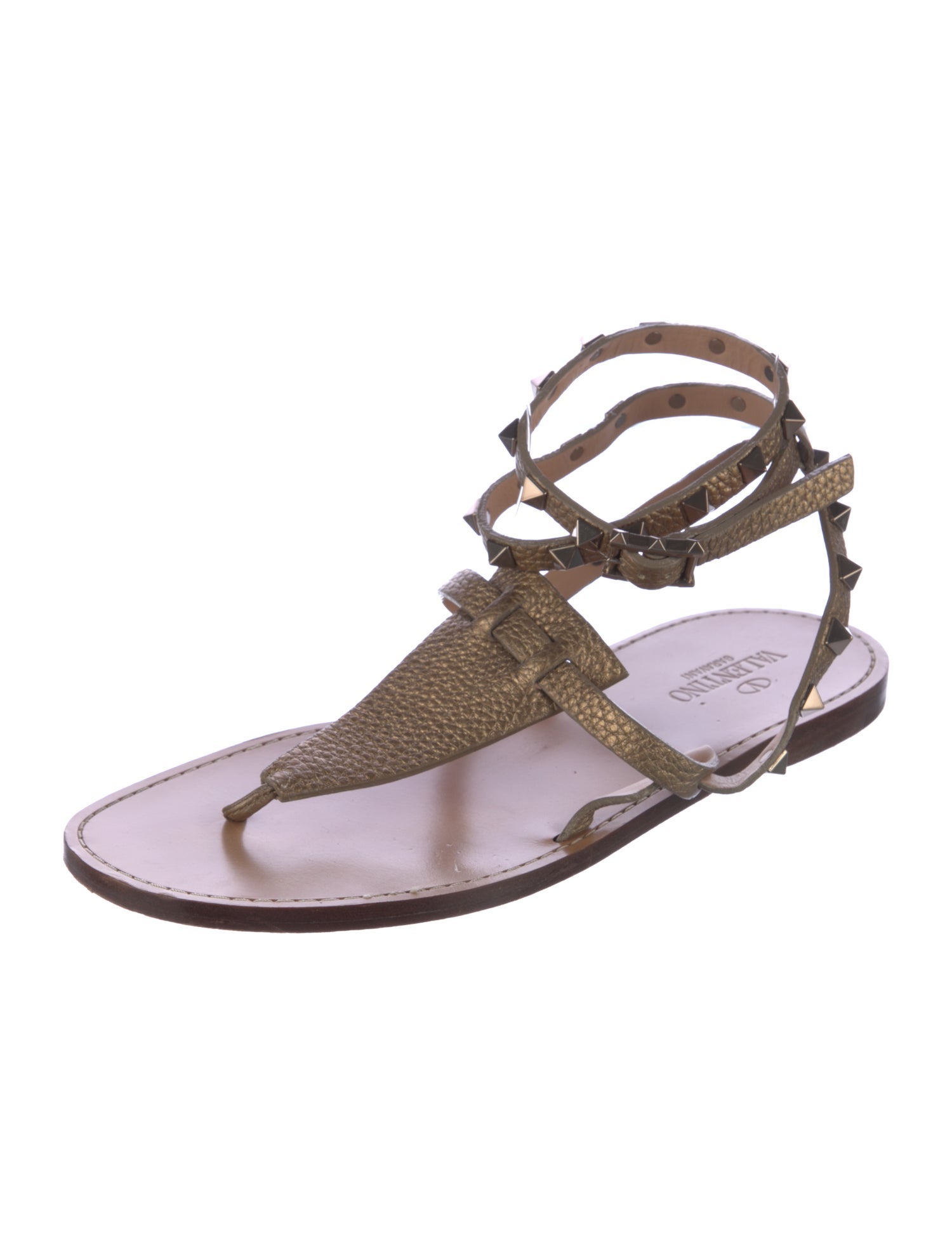 Valentino Rockstud Accents Leather Gladiator Sandals