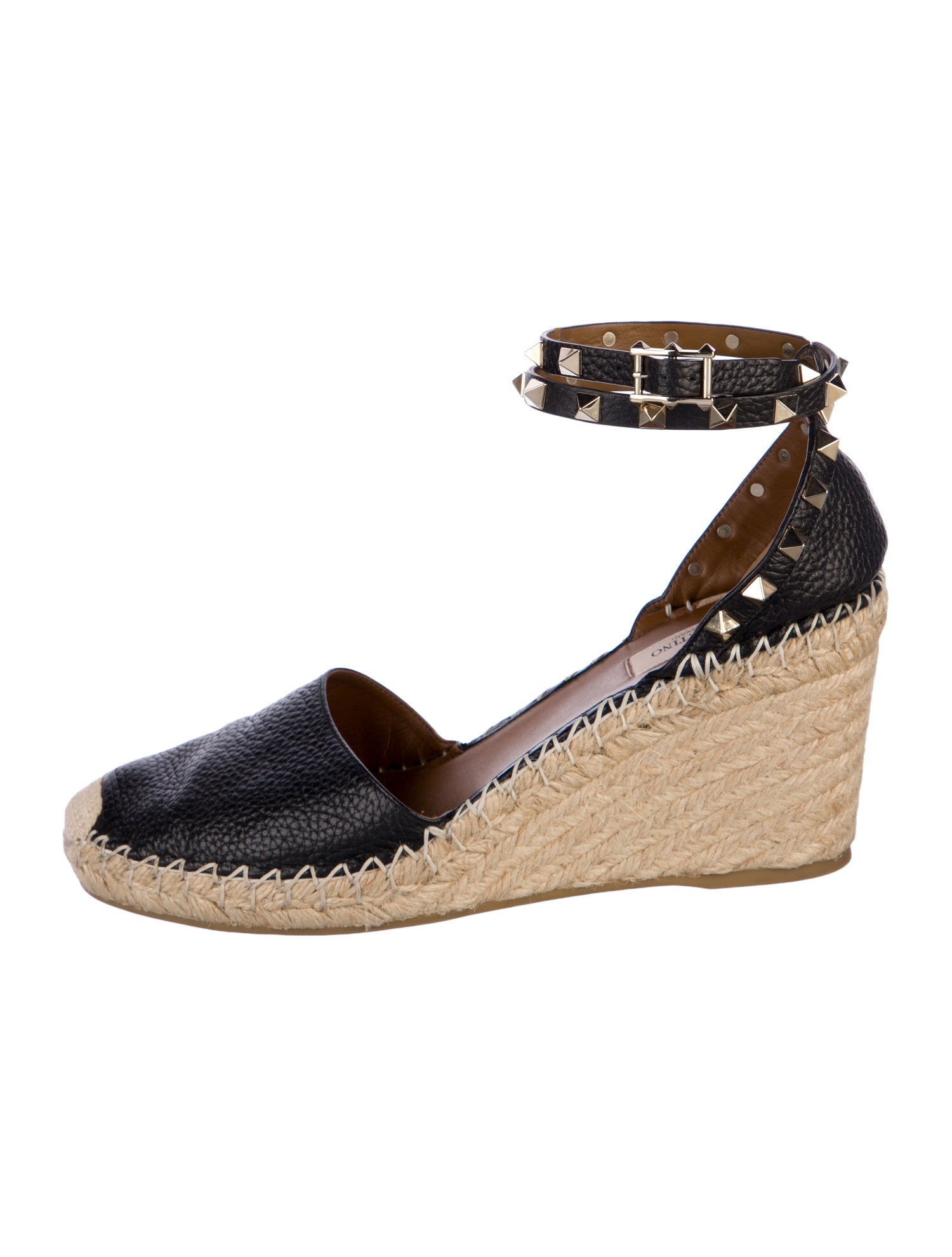 Valentino Rockstud Accents Leather Espadrilles