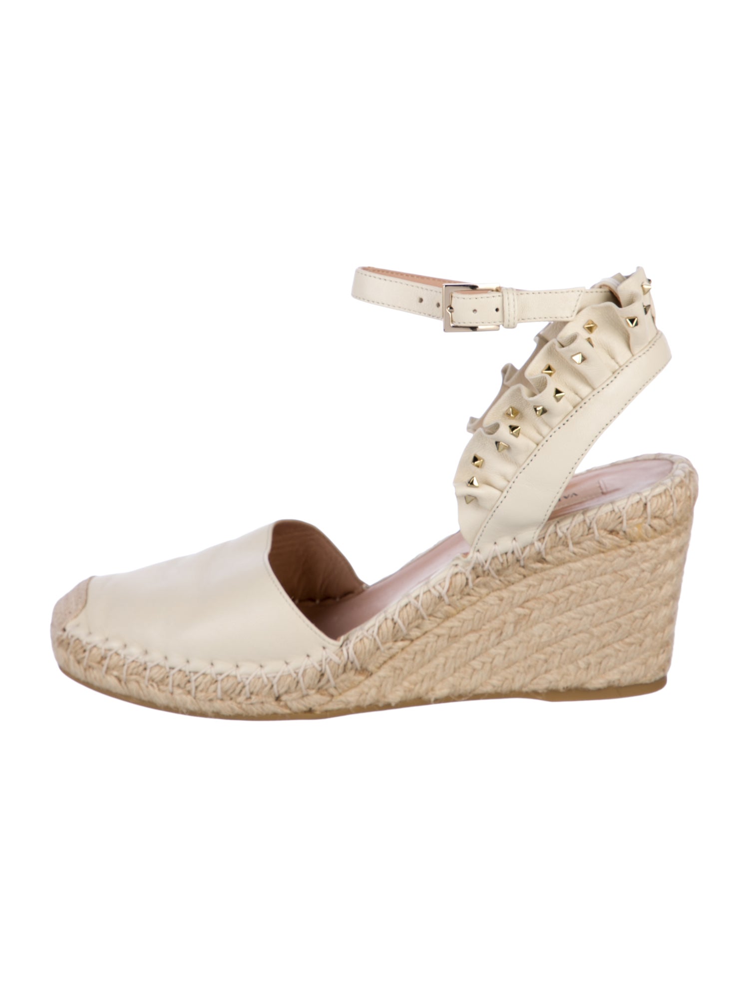 Valentino Rockstud Accents Leather Espadrilles