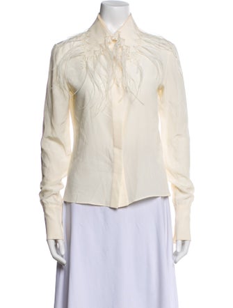 Valentino Silk Long Sleeve Button-Up Top