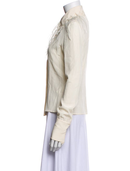 Valentino Silk Long Sleeve Button-Up Top