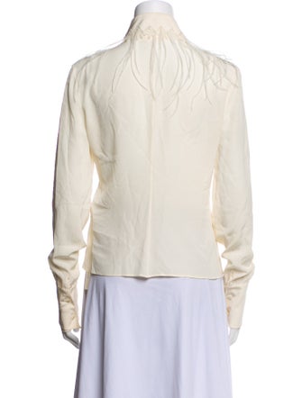 Valentino Silk Long Sleeve Button-Up Top