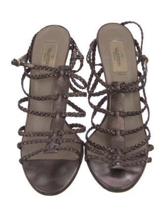Valentino Leather Braided Accents Gladiator Sandals