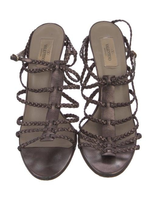 Valentino Leather Braided Accents Gladiator Sandals
