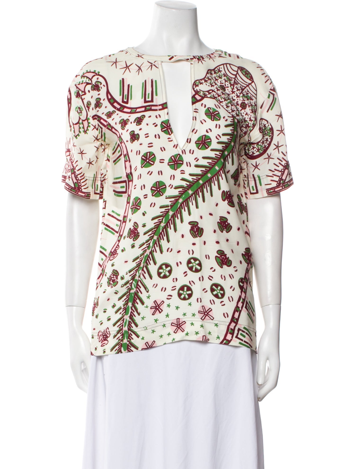 Valentino Printed V-Neck Blouse