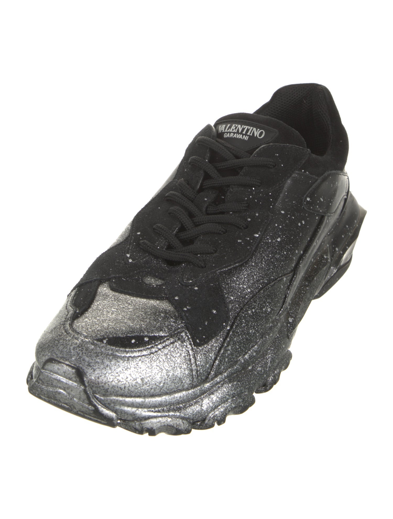 Valentino Leather Distressed Accents Athletic Sneakers