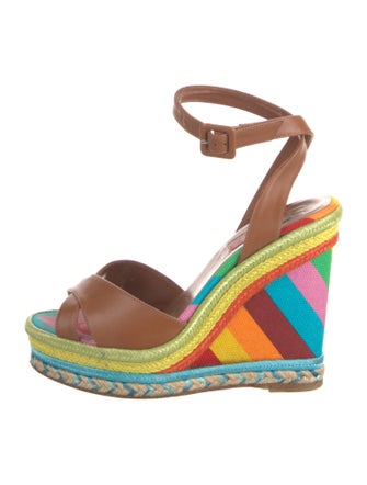 Valentino Leather Striped Espadrilles