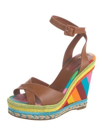 Valentino Leather Striped Espadrilles