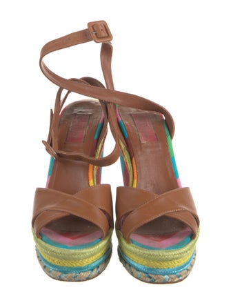 Valentino Leather Striped Espadrilles