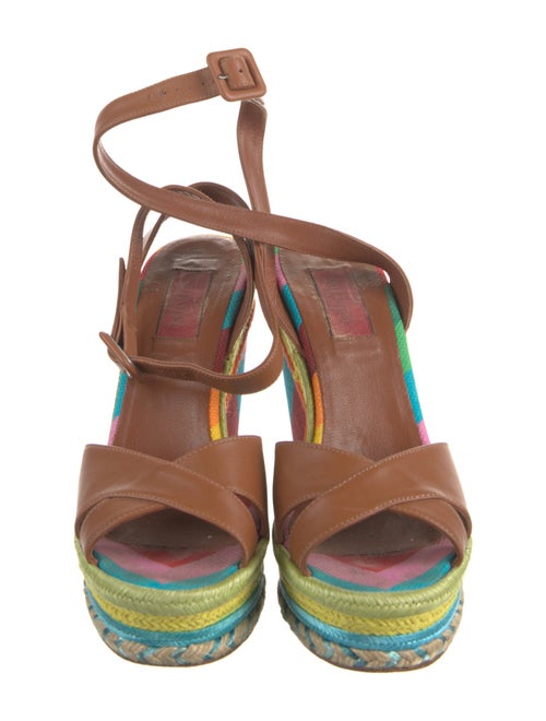 Valentino Leather Striped Espadrilles