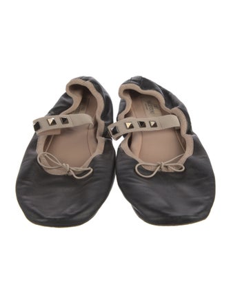 Valentino Rockstud Accents Leather Ballet Flats