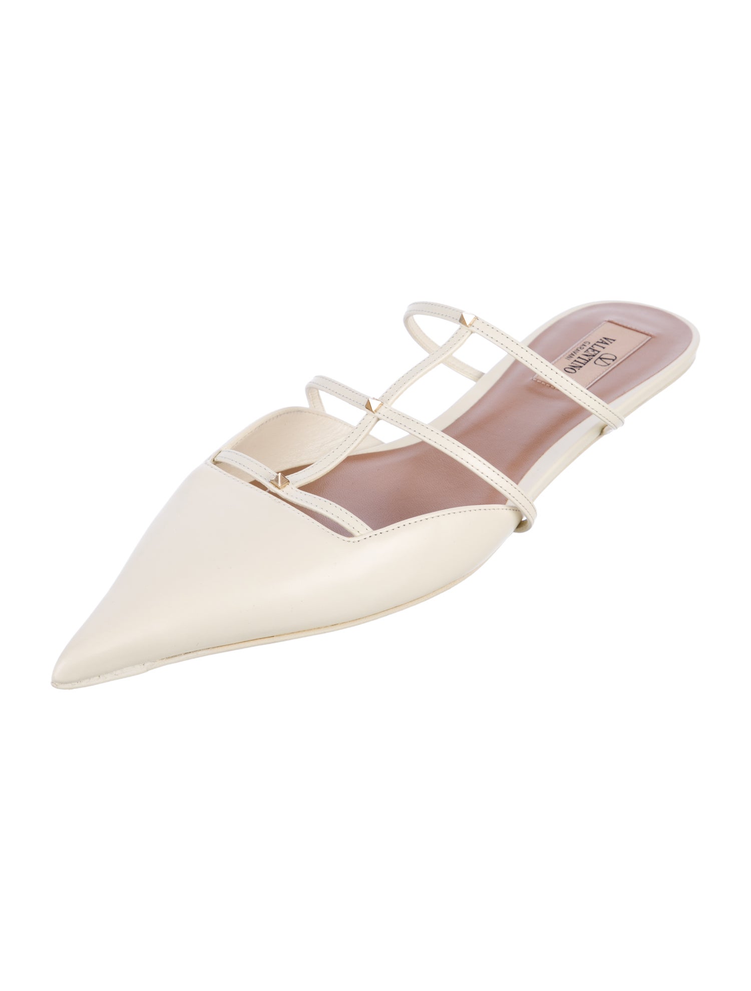 Valentino Rockstud Accents Leather Slides