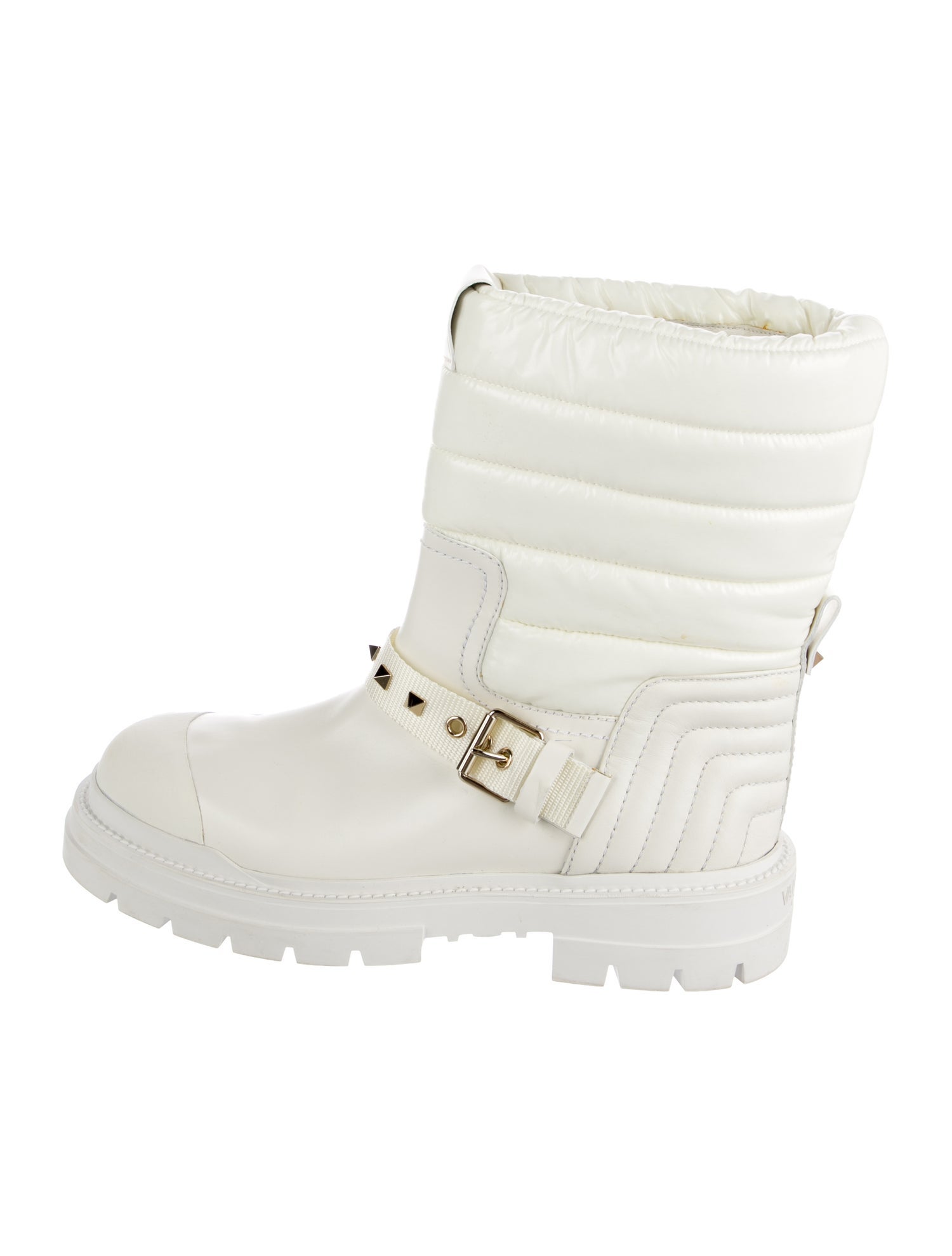 Valentino Rockstud Accents Leather Combat Boots