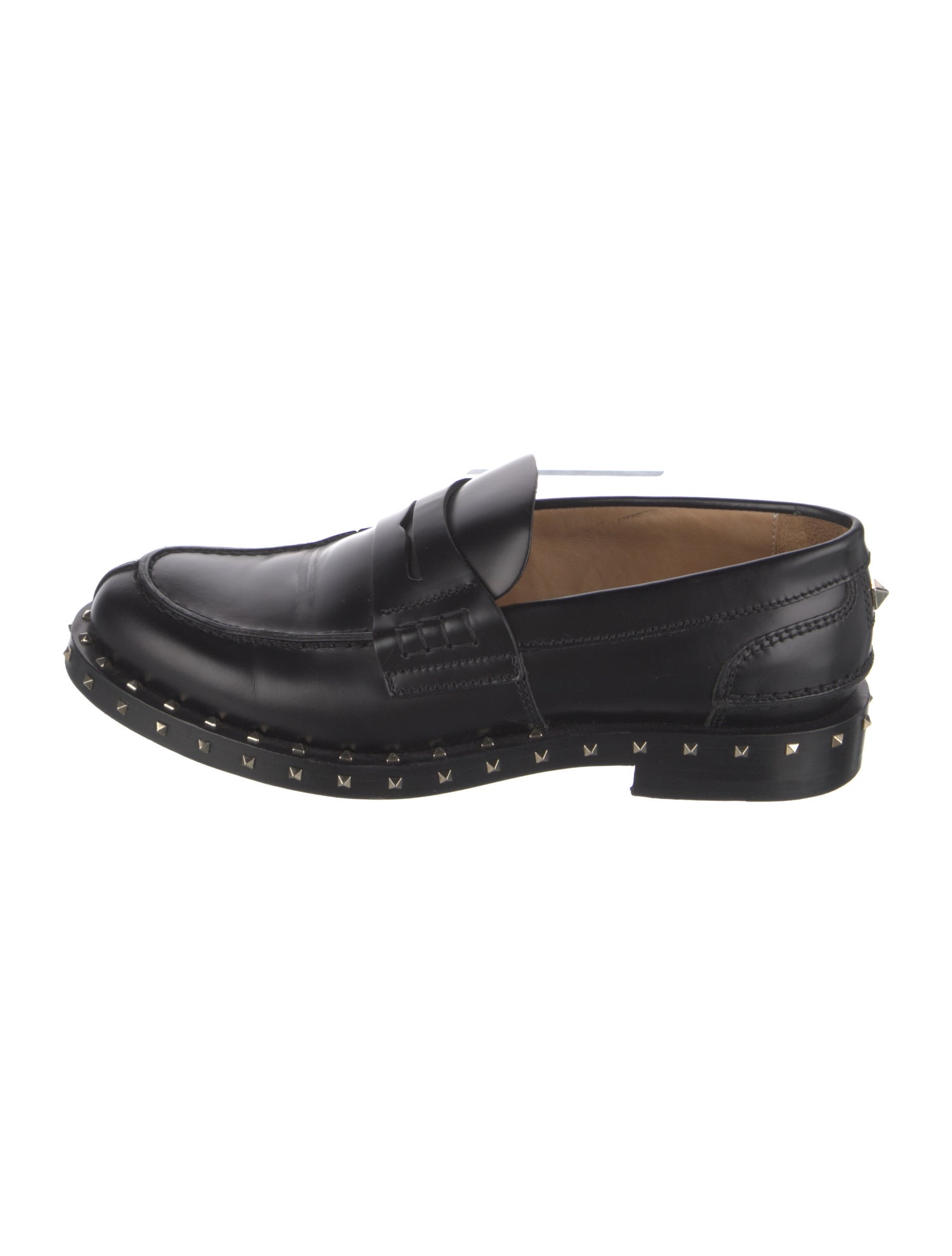 Valentino Rockstud Accents Leather Loafers