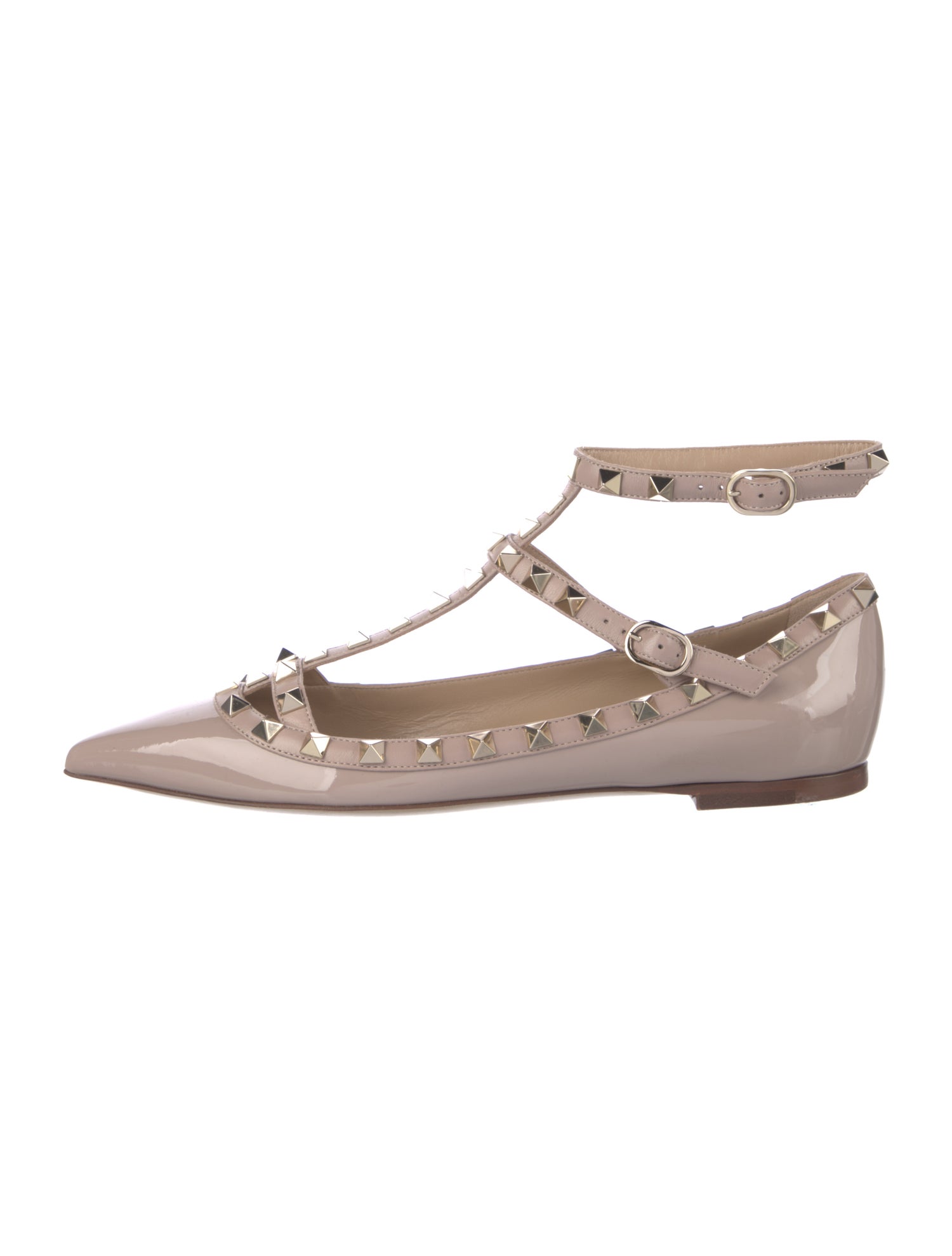 Valentino Patent Leather Studded Accents Flats