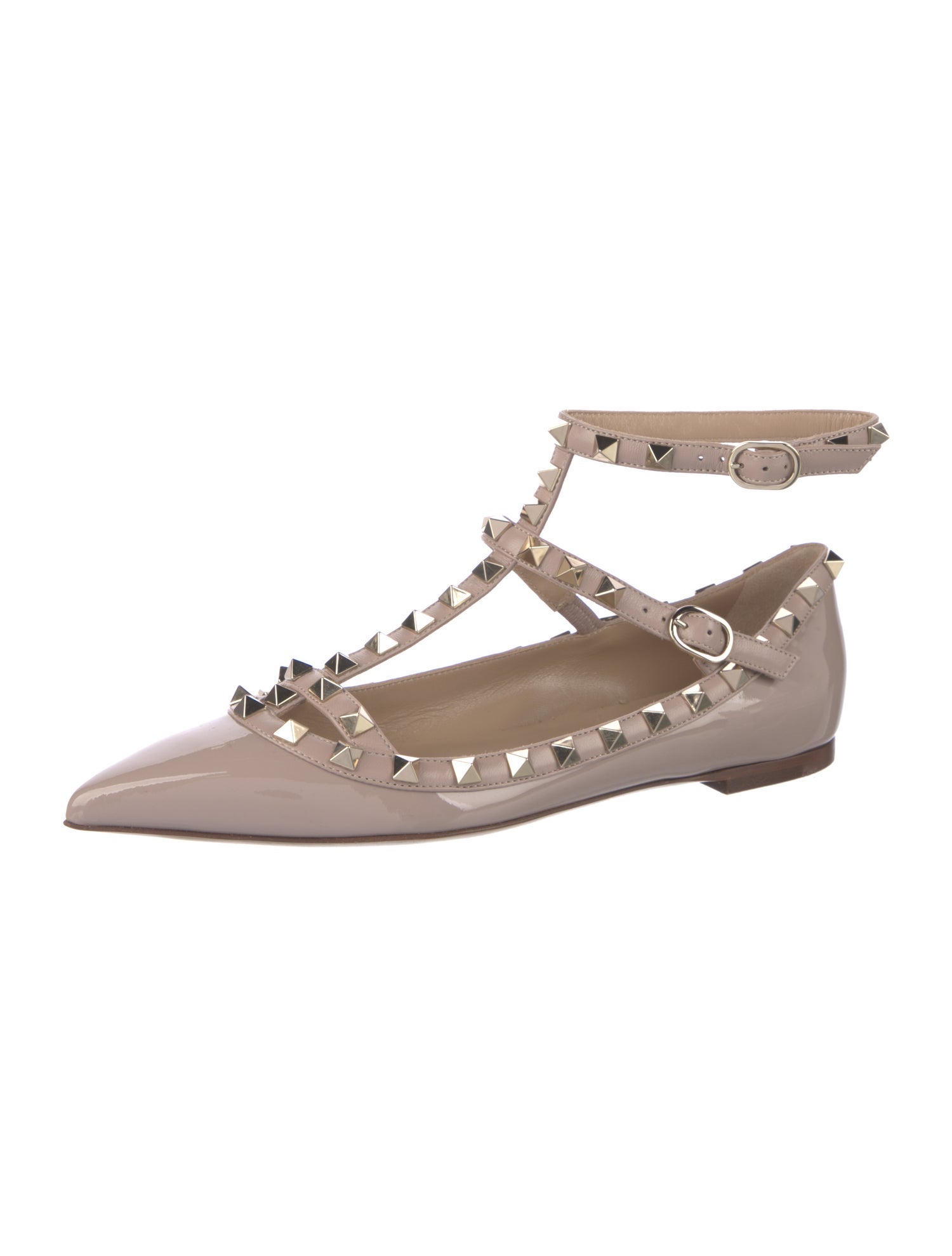 Valentino Patent Leather Studded Accents Flats