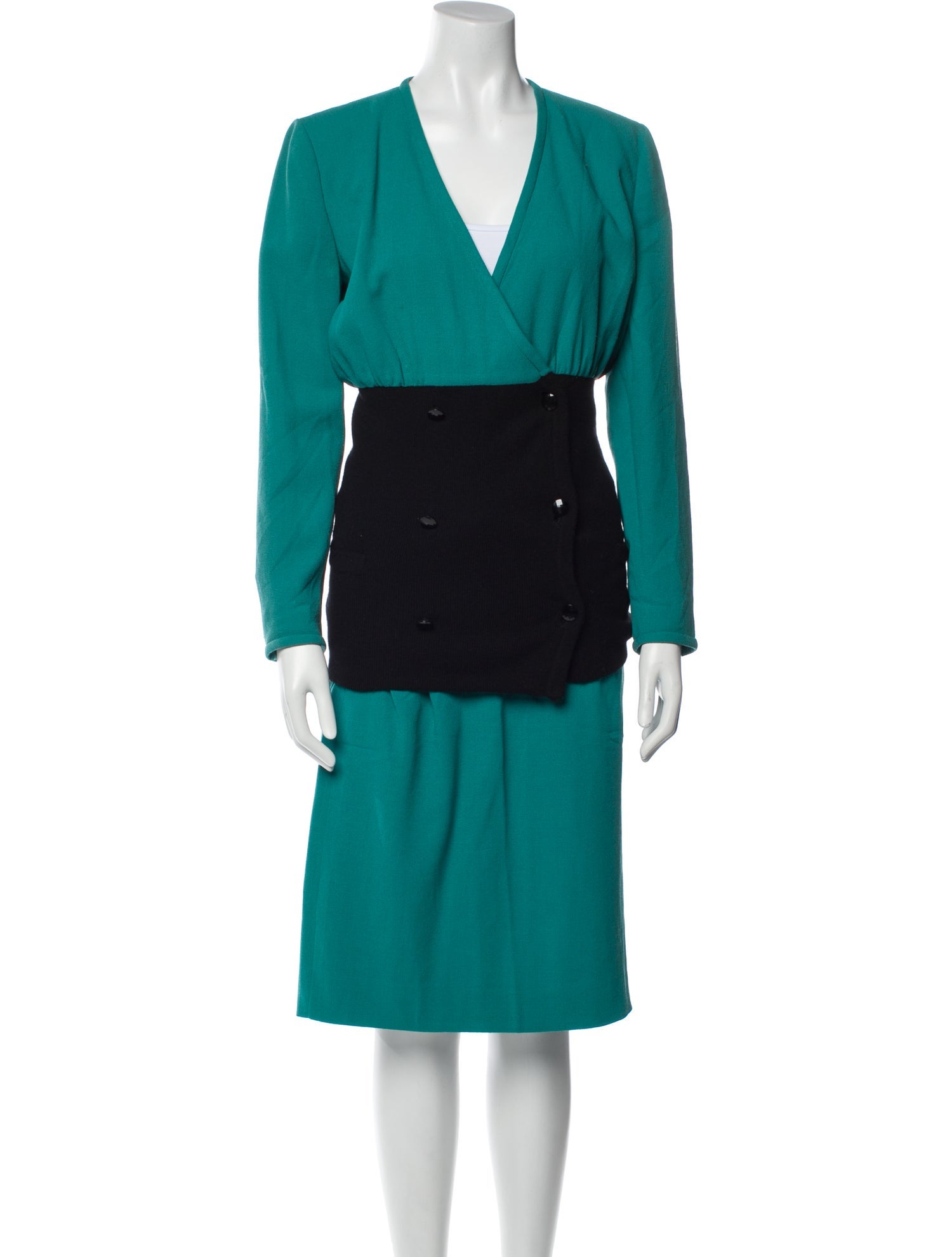 Valentino Vintage Colorblock Pattern Skirt Suit