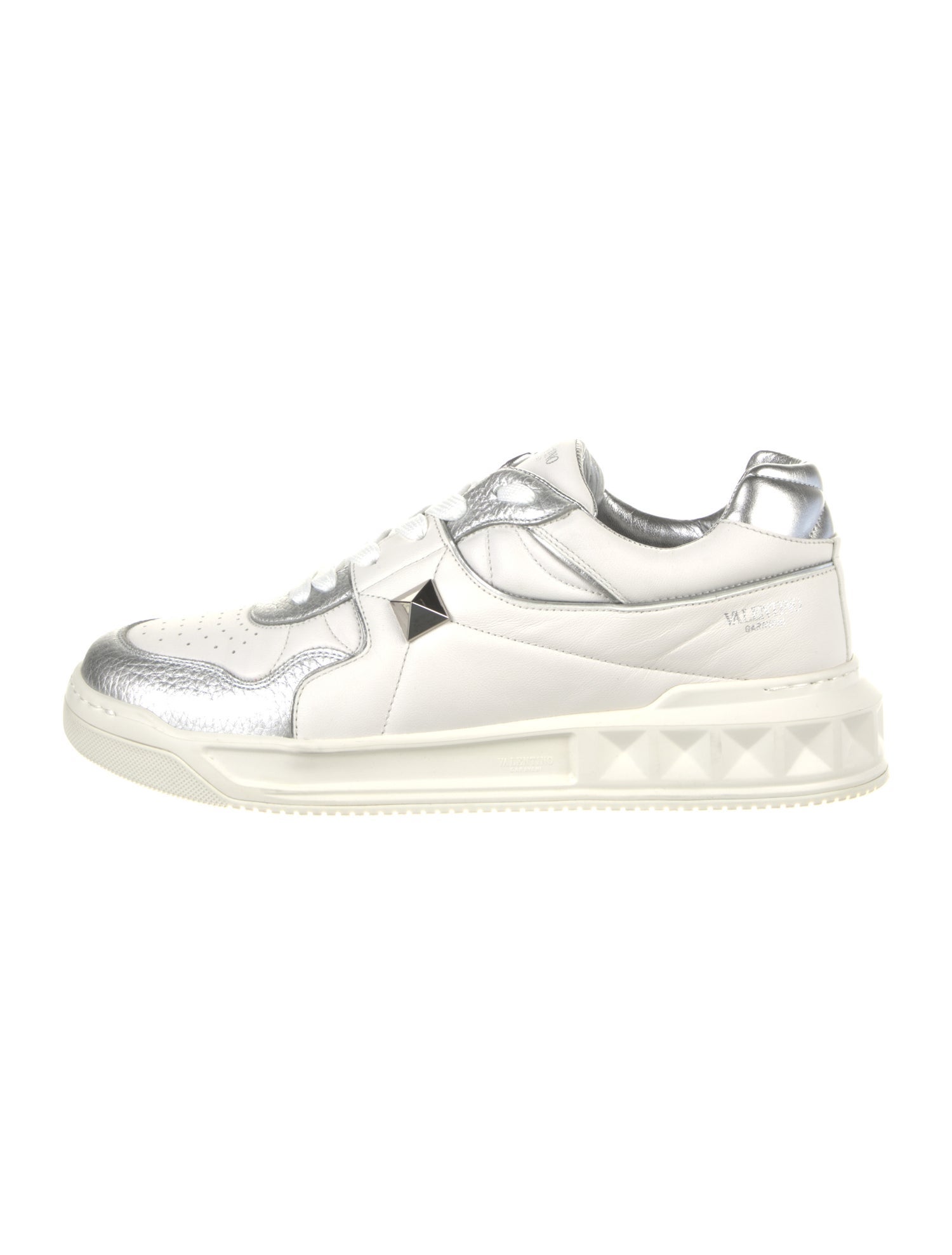 Valentino Rockstud Accents Leather Sneakers